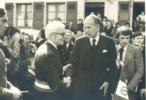 28 Mars 1976,Valérie Giscard d'Estaing inauguration du tunnel auto-routier à St Marie aux Mines