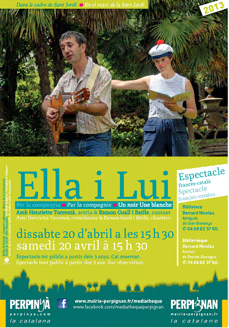 Ella i Lui - Par la compagnie un noir une blanche - Avec Henriette Torrentà, comédienne & Ramon Guall i Batlle, chanteur.Biblioteca Bernard Nicolau.