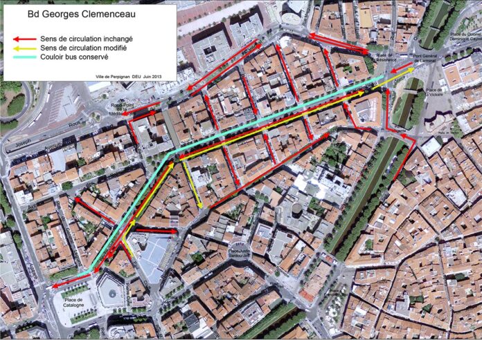 PERPIGNAN : Le nouveau plan de circulation sur le boulevard Clemenceau