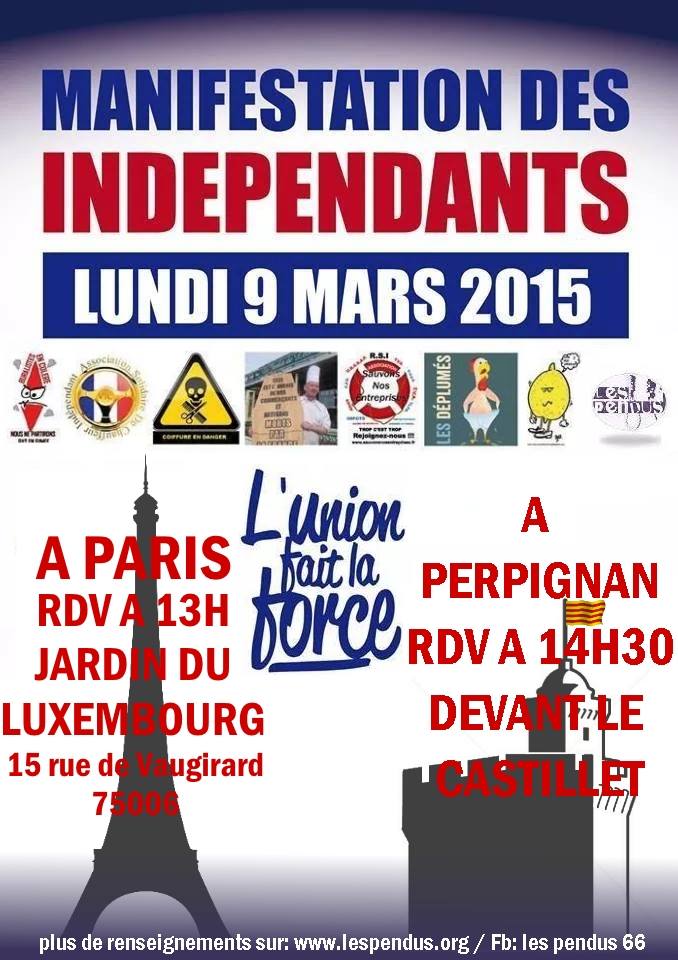 Manifestation des commerçants, artisans et indépendants le 9 mars à Perpignan