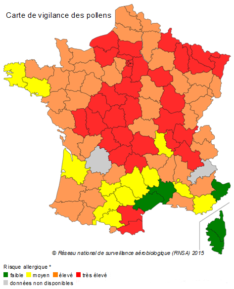 Carte de vigilance des pollens