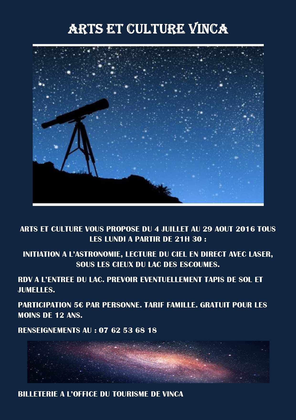 Initiation à l’astronomie tous les lundis, du 4 juillet au 29 août à Vinça.