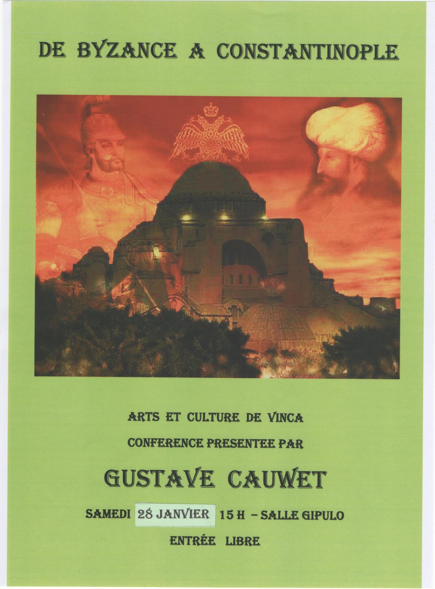 Conférence « De Byzance à Constantinople » à Vinça le 28 janvier à 15 H