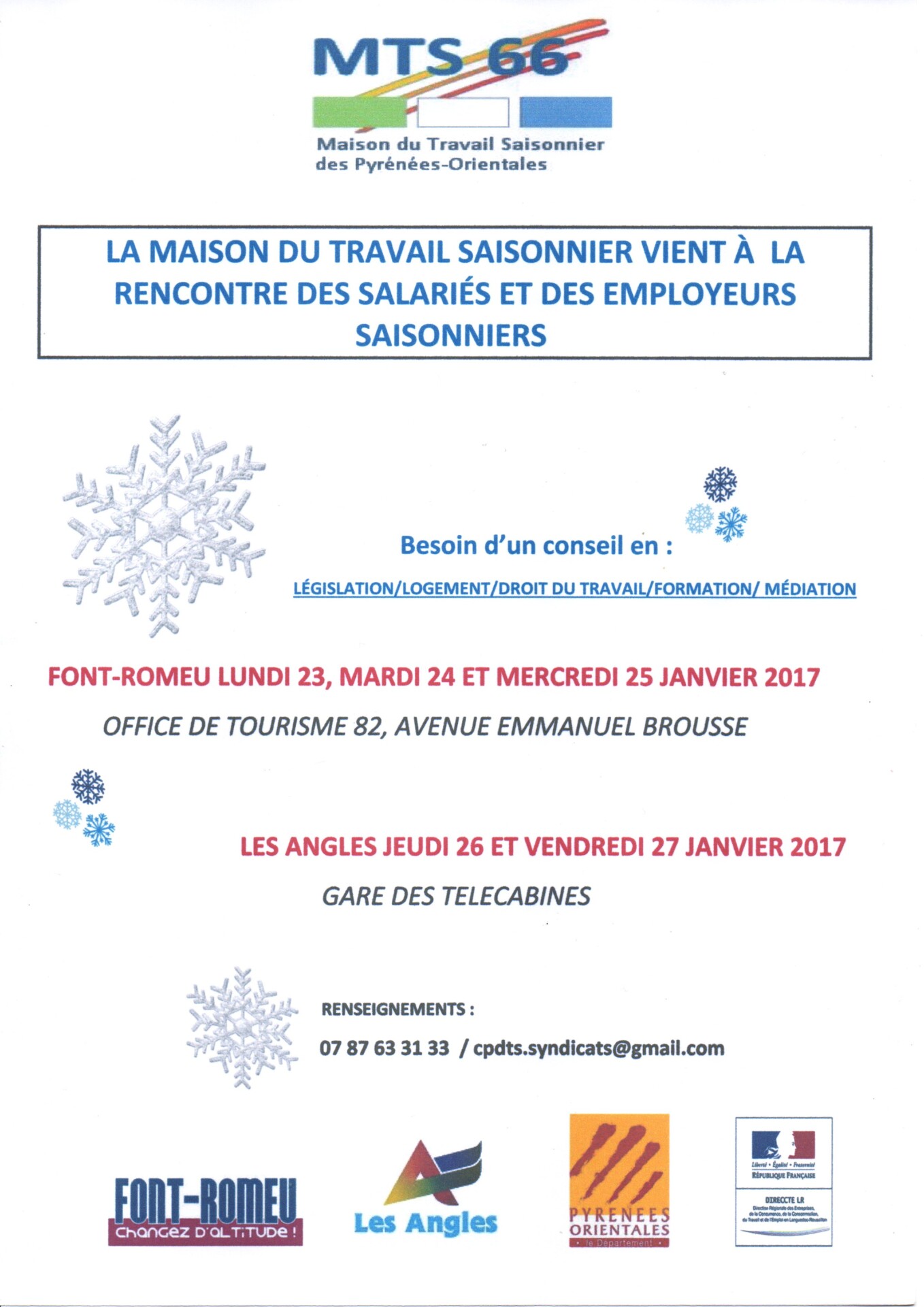 La MTS 66 va à la rencontre des salariés et des employeurs saisonniers en Cerdagne-Capcir