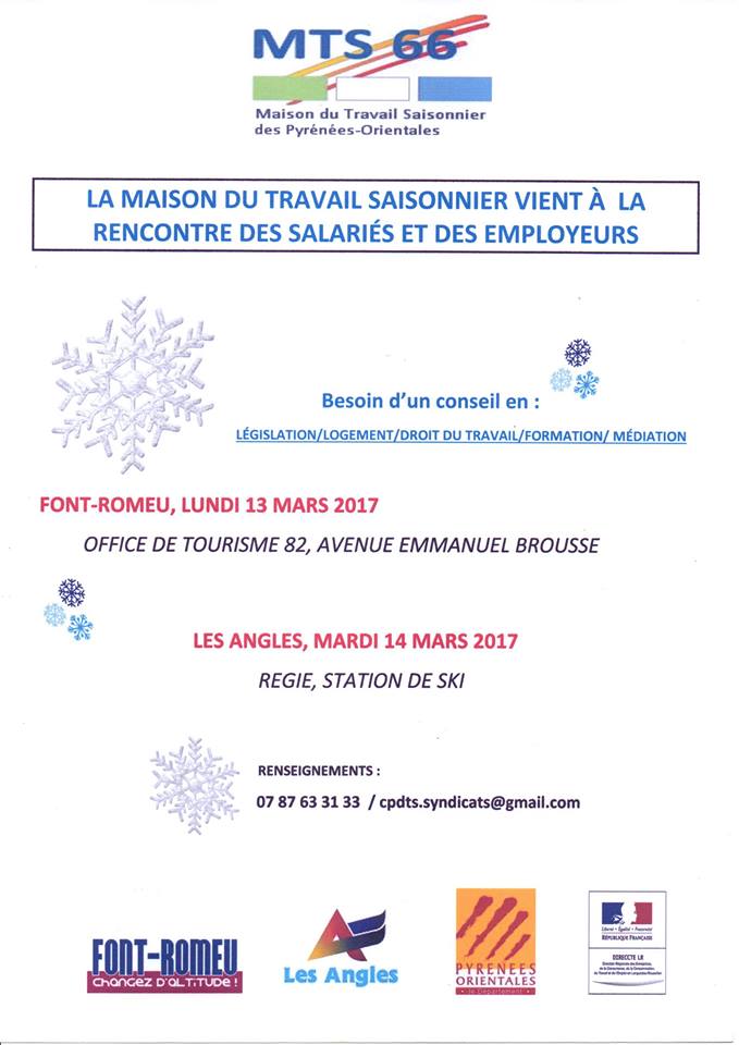 Permanences de la Maison du Travail Saisonnier 66 en Cerdagne