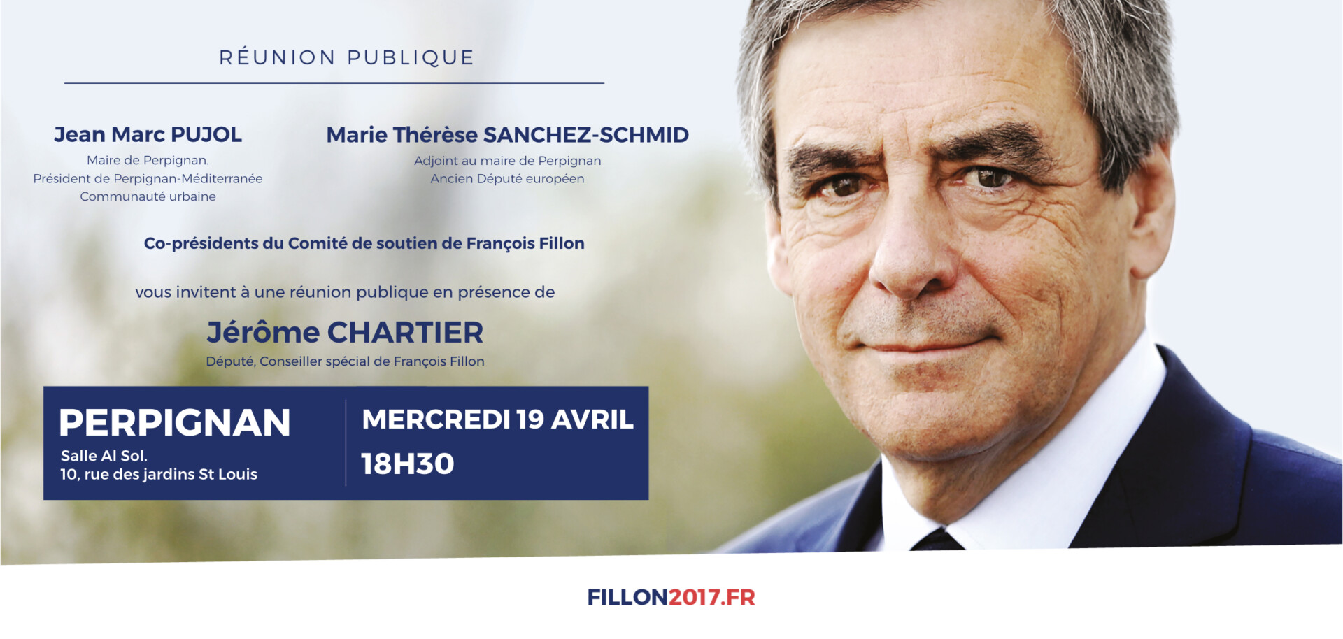 Réunion publique de Jérôme Chartier, Député et Conseiller spécial de François Fillon le 19 avril 2017 à Perpignan