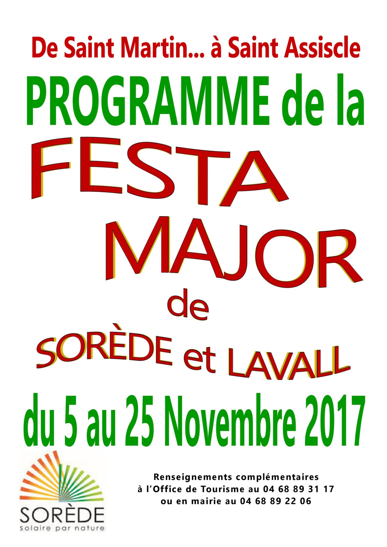 Festa Major du 5 novembre au 25 novembre 2017 à Sorède et Lavall