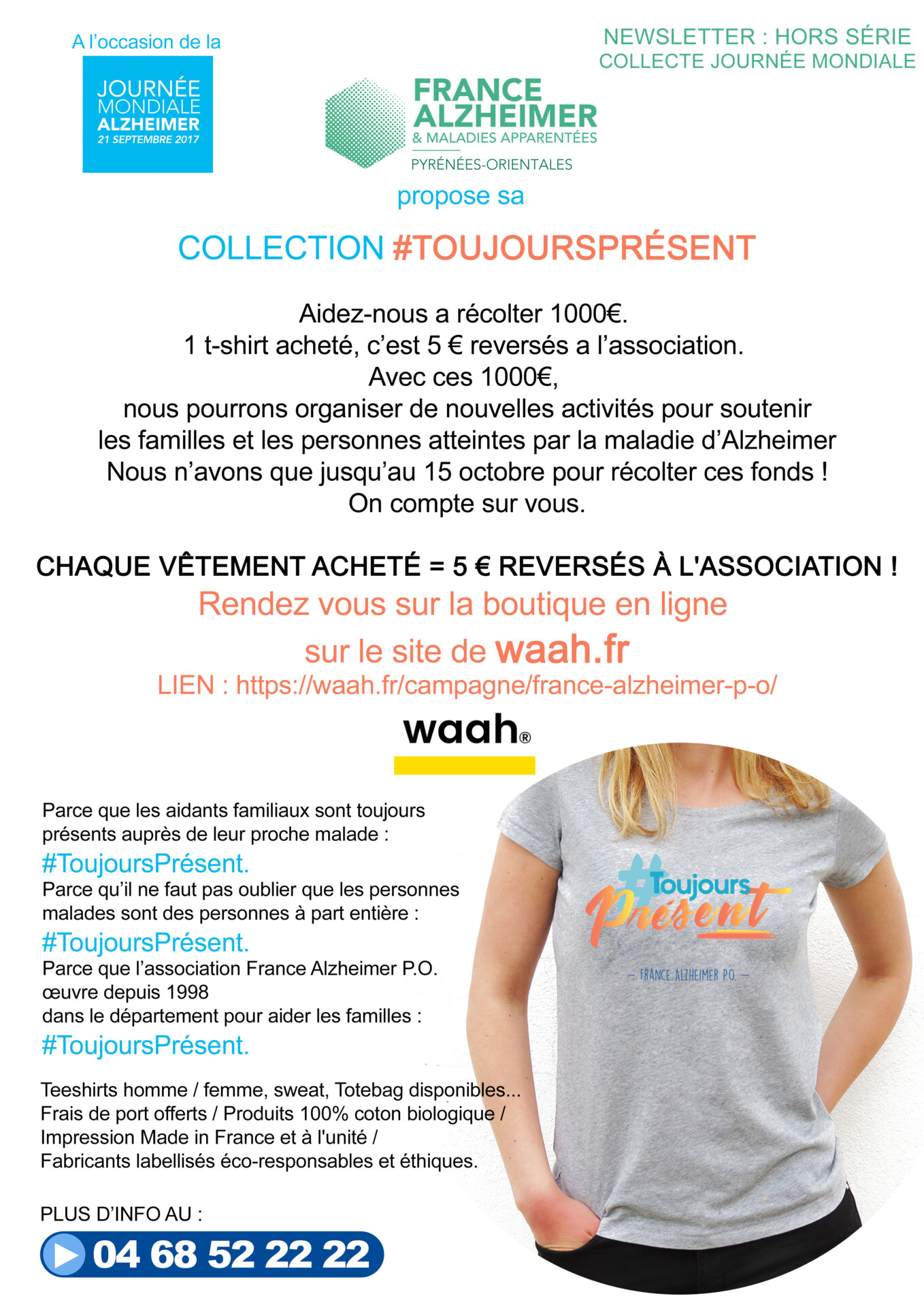 L’Association Alzheimer PO appelle aux dons « vente de T-shirt »