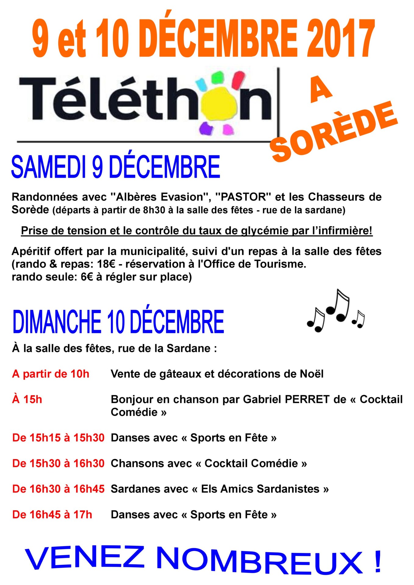 9 et 10 décembre 2017, Téléthon à Sorède