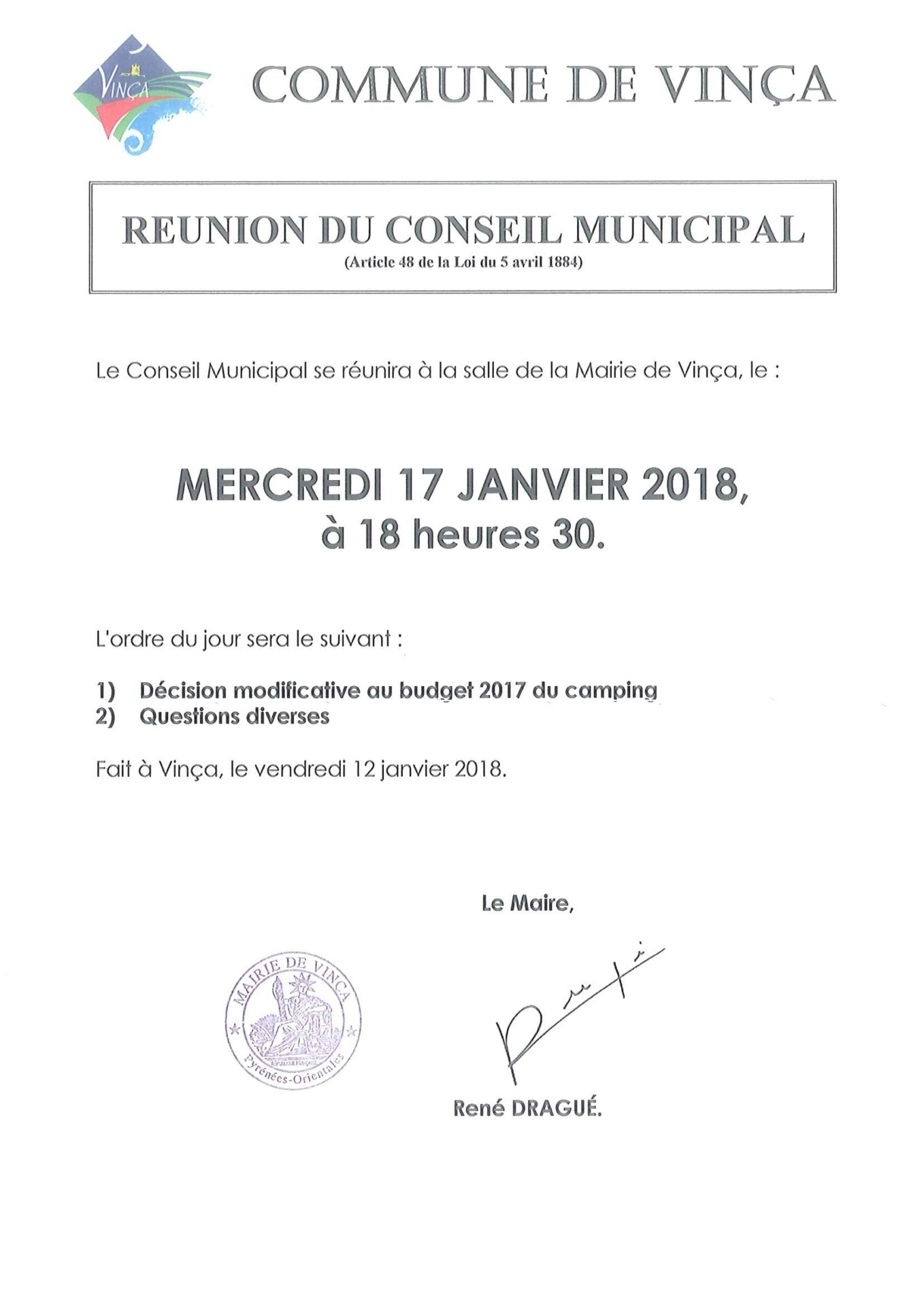 Communication de la mairie de Vinça