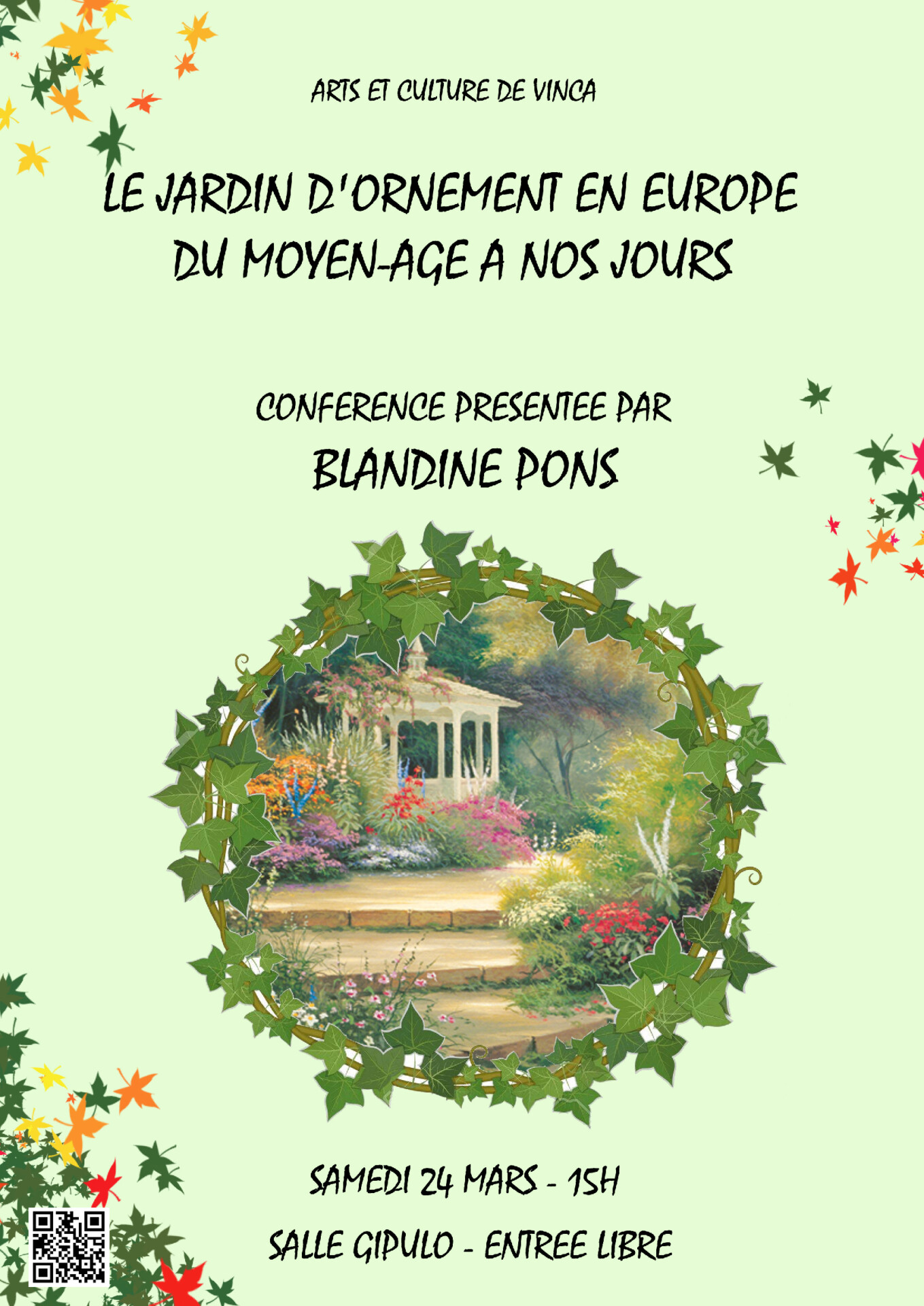 Arts et Culture , conférence du 24 Mars 15H salle Gipulo à Vinça