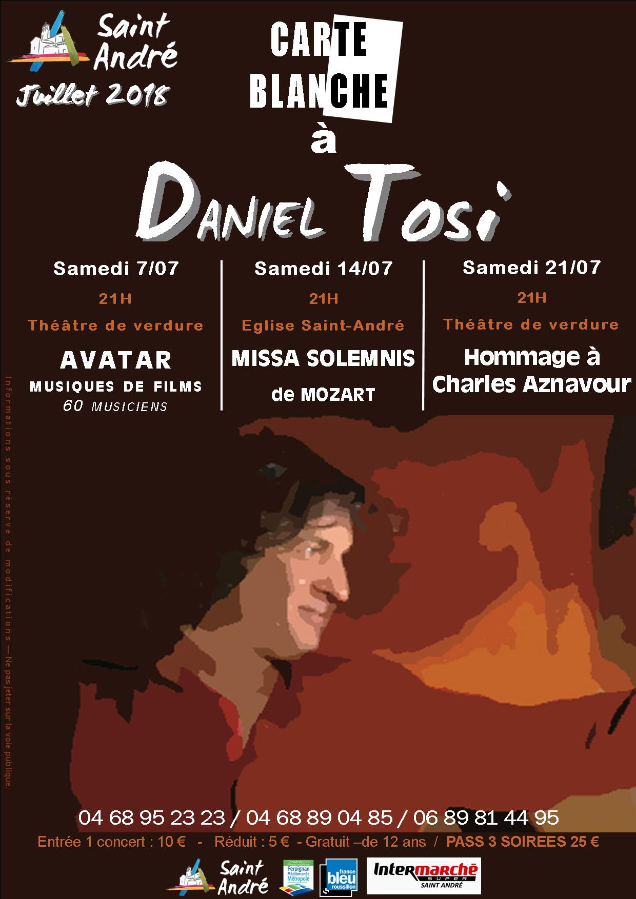 3 concerts carte blanche à Daniel Tosi à Saint André