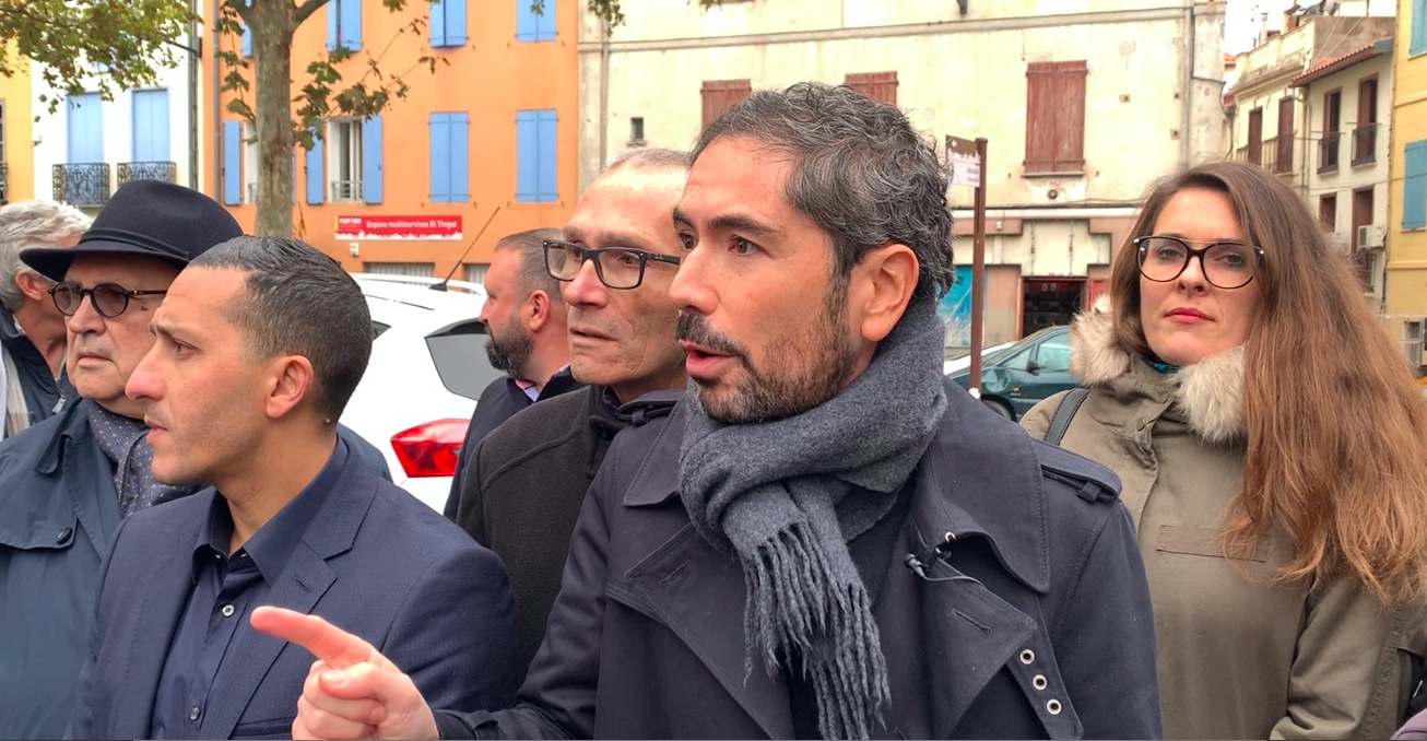 Perpignan : Olivier Amiel devant les journalistes en plein quartier Saint-Jacques