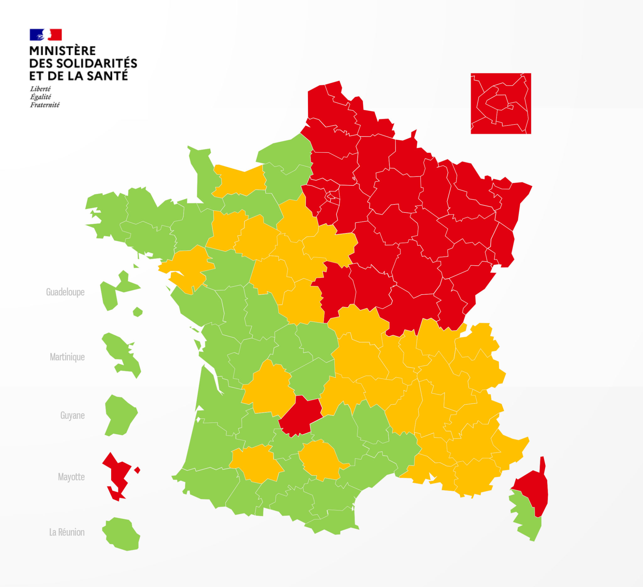 La carte nationale présentée pour expliquer la circulation active du Covid-19