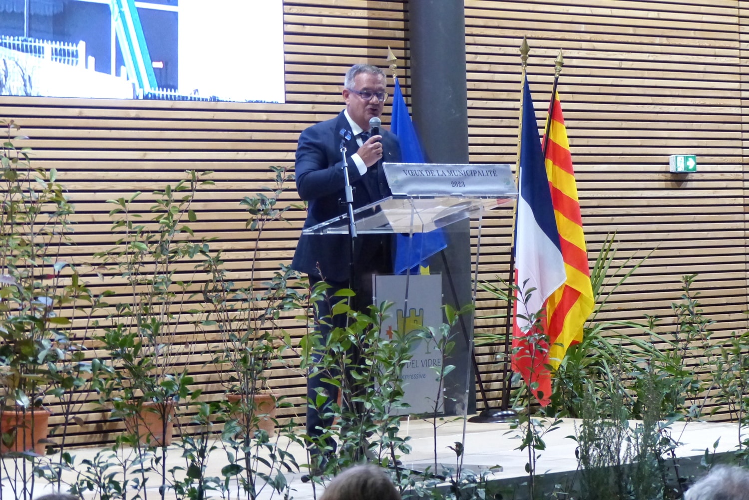 Vœux du maire Bruno Galan, des Adjoints, du Conseil Municipal et du Conseil Municipal des enfants à Palau del Vidre