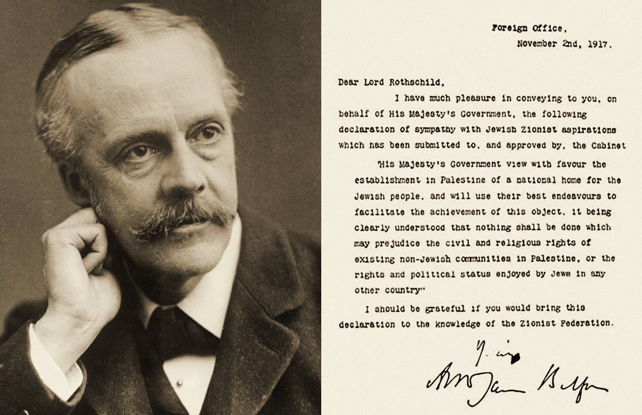 La déclaration de Balfour cré l’état d’Israël