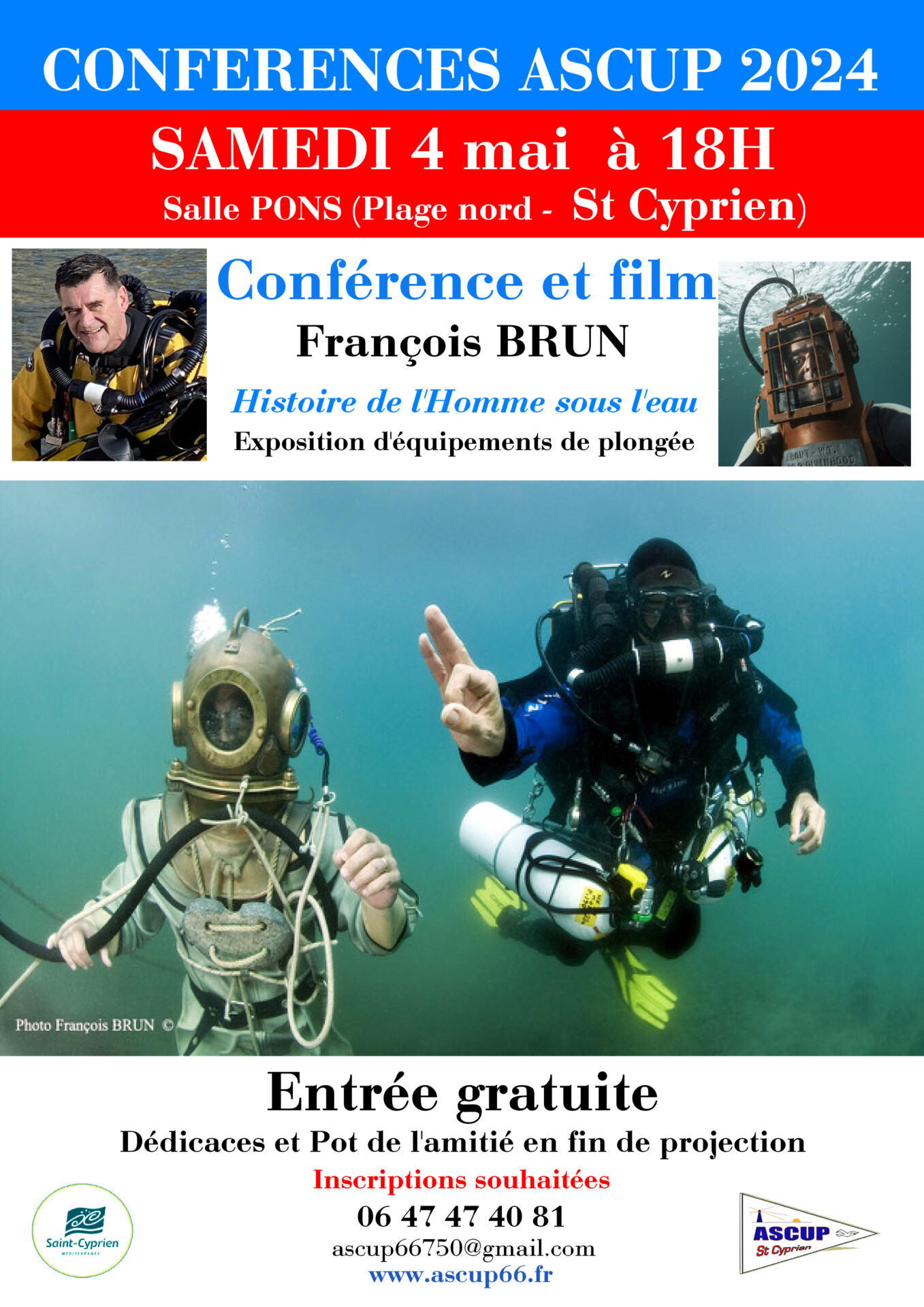 Film-conférence ASCUP « Histoire de l’Homme sous l’eau » à Saint-Cyprien