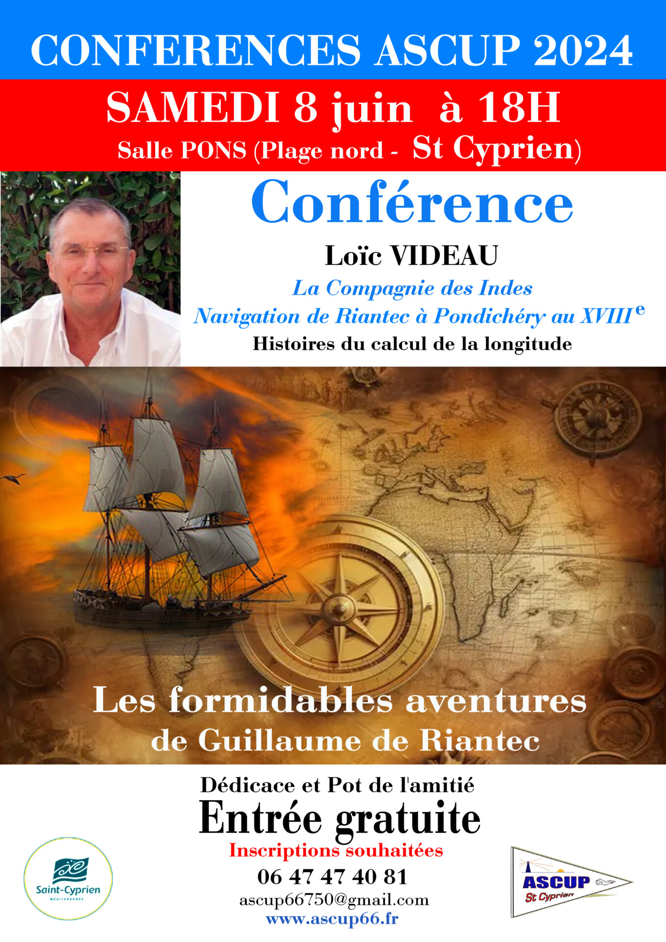 Conférence ASCUP samedi 8 juin 2024 à 18h Salle Pons à Saint-Cyprien