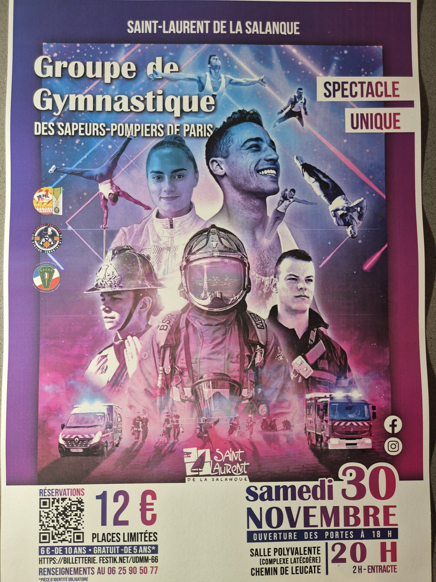 Spectacle unique du Groupe de Gymnastique des Sapeurs-pompiers de Paris à Saint Laurent de la Salanque