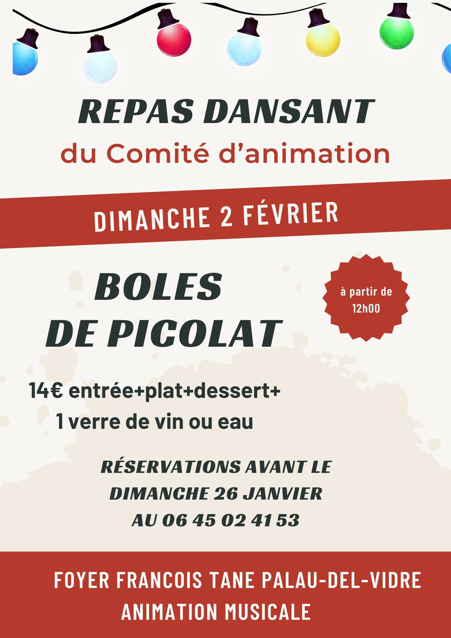 Repas dansant, boles de picolat à Palau del Vidre