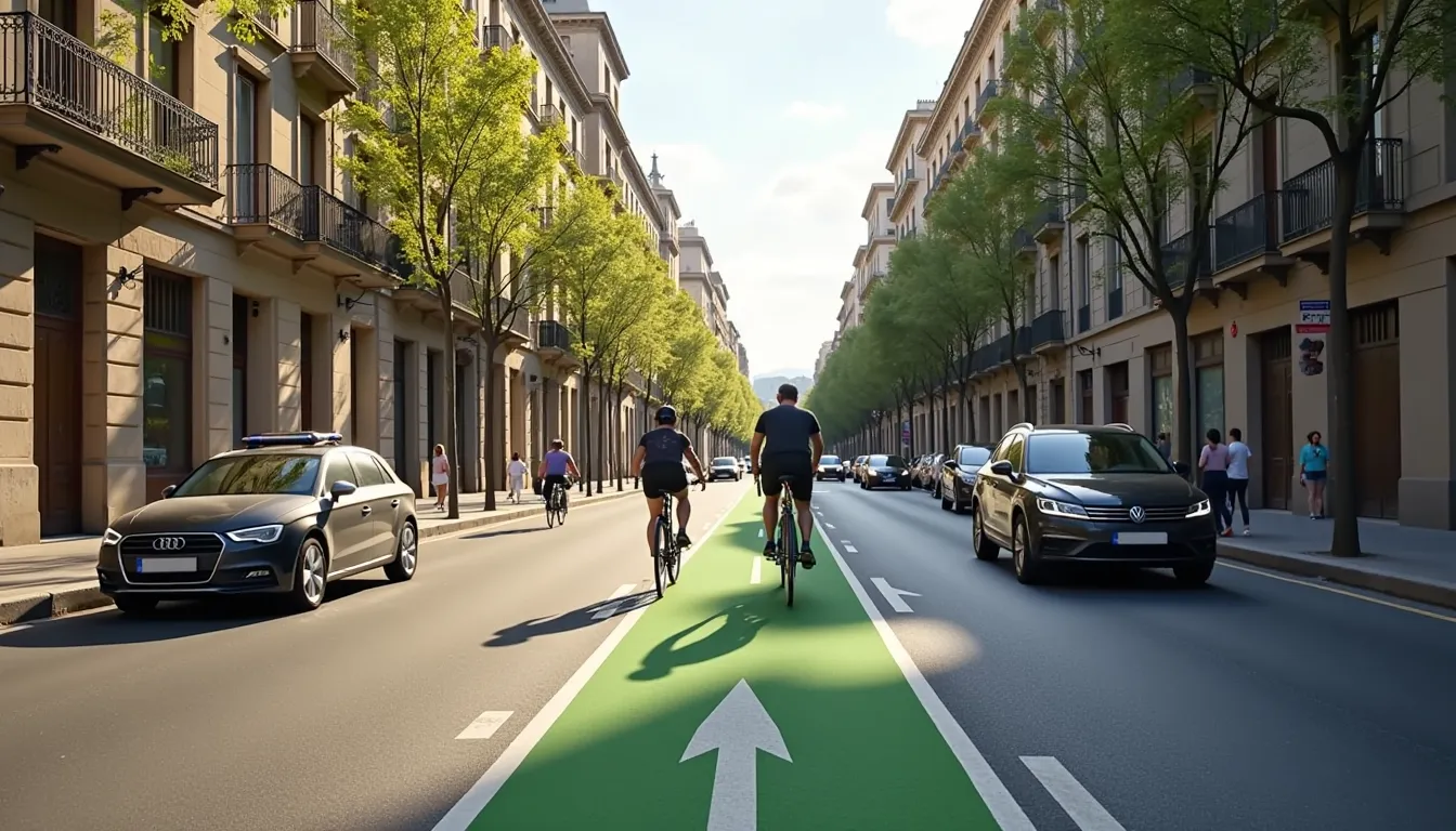 Barcelone : nouvelle piste cyclable inaugurée à Gràcia, 2000 cyclistes/jour attendus et -7% de trafic auto