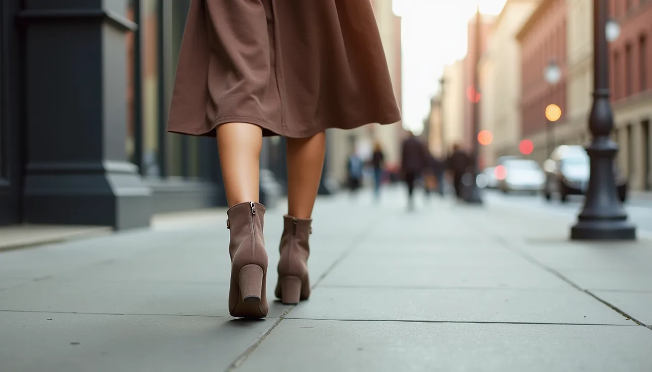 Low boots en daim taupe : 3 looks tendance pour allonger votre silhouette de 5 cm visuellement