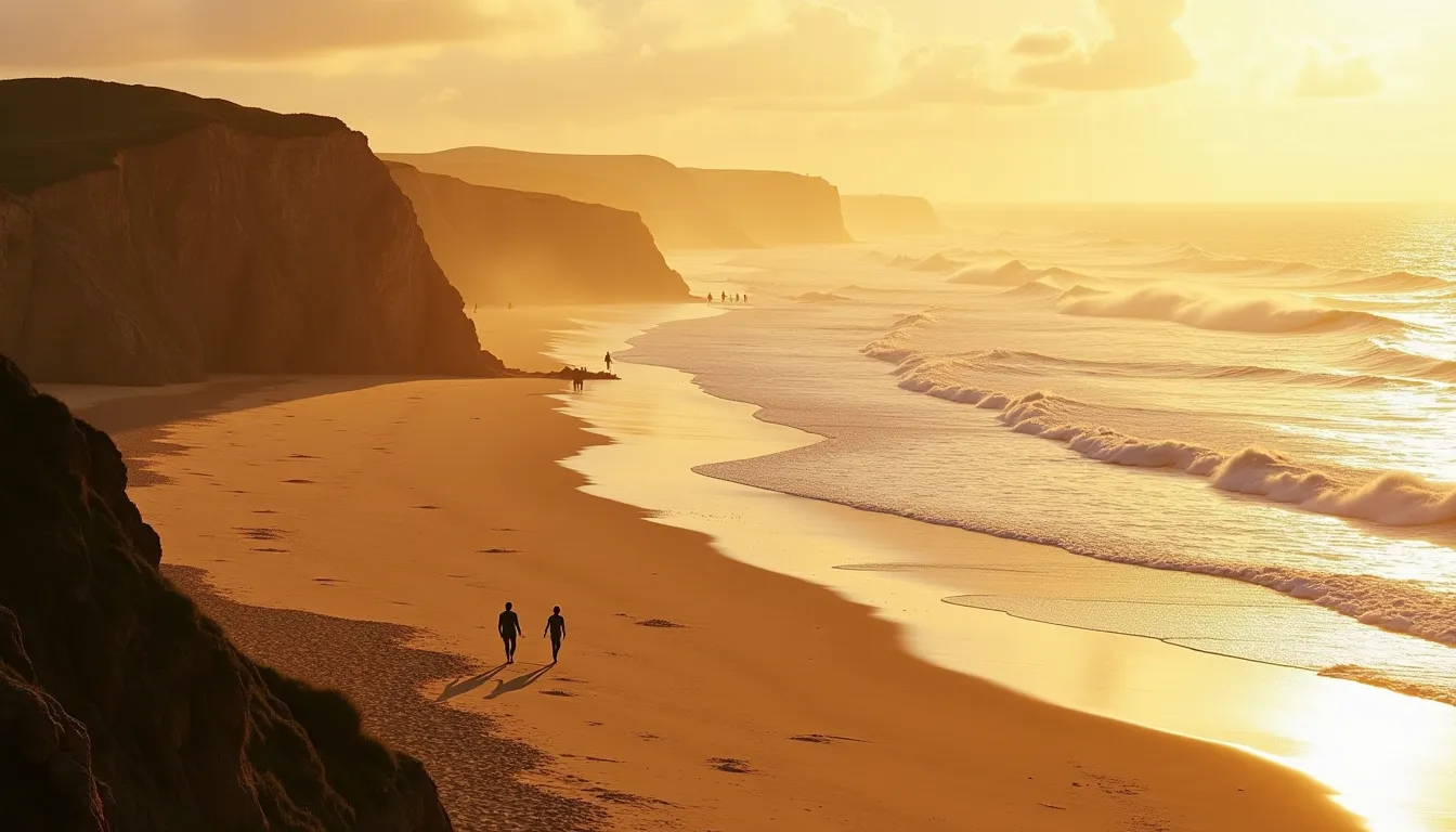 Plage de Donnant à Belle-Île : 350 mètres de sable doré entre dunes et falaises, paradis des surfeurs bretons