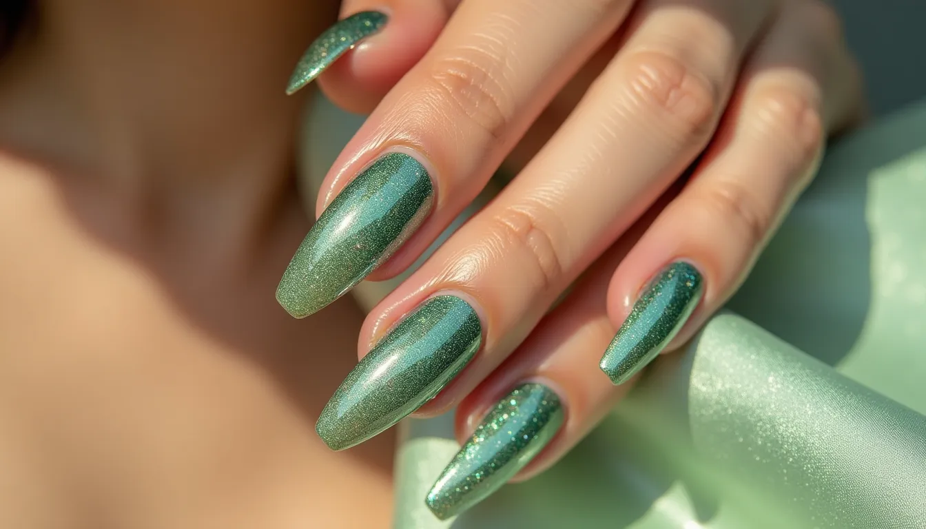 Paillettes vertes sur ongles nude : 4 étapes pour une manucure 2025 qui illumine chaque jour