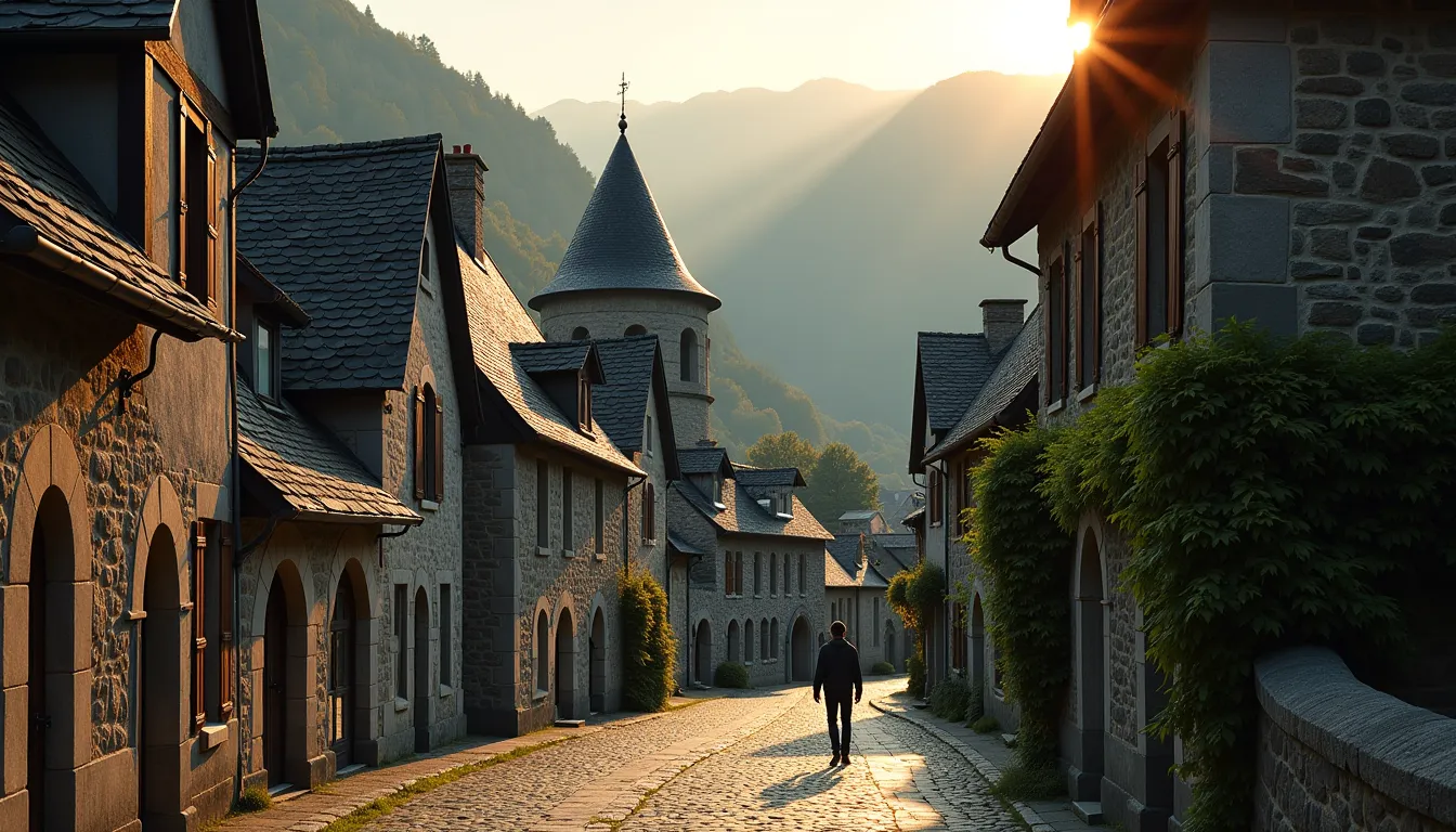 Ce village médiéval du Cantal à 950m d’altitude où l’andésite noire sublime chaque façade