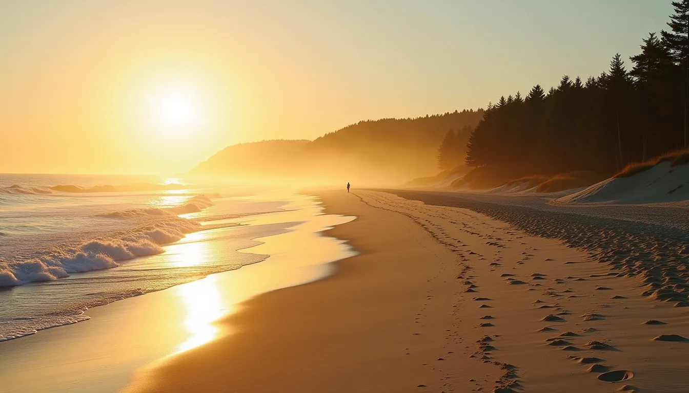 Cette plage sauvage de 3 km où les pins maritimes côtoient les dunes et l’océan Atlantique